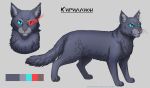  ambiguous_gender blue_eyes cat feline feral fur grey_background grey_fur heterochromia jay-kuro mammal model_sheet simple_background solo standing whiskers 