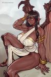  bbc-chan big_breasts breasts bulge dark_skin dickgirl erect_nipples humanoid intersex looking_at_viewer muscular muscular_dickgirl muscular_intersex nipples not_furry pointy_ears tiefling winged_humanoid wings 