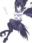  1girl female harpy highres kawasumi_(tk2k_jade) monochrome monster_girl navel original simple_background skirt solo white_background 