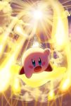  beam_spam blue_eyes cloud commentary_request determined flying jandara_rin kirby kirby_(series) no_humans signature sky super_smash_bros. super_smash_bros._ultimate warp_star 