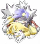  1999 blue_eyes blush cub cute_fangs klonoa klonoa_(series) macop male male/male miles_prower open_mouth pac-man pac-man_(series) simple_background sonic_(series) video_games white_background yellow_eyes young 