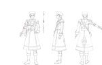  aiguillette armor boots bow bowtie character_sheet coat double-breasted enfield_(senjuushi) epaulettes from_behind full_body gauntlets gloves hand_on_hip hat highres holding jewelry lineart long_coat majiro_(mazurka) male_focus military military_uniform monochrome multiple_views official_art outstretched_arm peaked_cap senjuushi:_the_thousand_noble_musketeers short_hair shoulder_armor single_earring single_gauntlet smile standing translation_request transparent_background turnaround uniform 