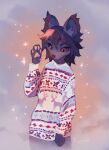 2023 anthro clothed clothing digital_media_(artwork) domestic_cat felid feline felis front_view fully_clothed hi_res mammal pawpads pink_pawpads reysi signature solo sparkles standing whiskers
