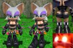  2017 anthro areola bat big_breasts breasts chao clothed clothing edit female glowing glowing_eyes looking_at_viewer makeup mammal marthedog open_mouth rouge_the_bat rubber shiny smile sonic_(series) video_games wings 