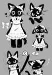 &lt;3 2023 4_toes angry anthro apron barefoot big_eyes biped black_body black_clothing black_dress black_ears black_eyes black_fur black_tail bodily_fluids bow_(feature) bow_accessory bow_ribbon broken clothed clothing cross-popping_vein crying cute_fangs digital_media_(artwork) domestic_cat dress ears_down eyes_closed feet felid feline felis female female_anthro front_view full-length_portrait fully_clothed fur grey_background greyscale head_tuft hi_res kemono long_tail looking_at_viewer maid_apron maid_cat_(non_nya_nya) maid_headdress maid_uniform mammal monochrome monotone_body monotone_fur monotone_tail mouthless multicolored_ears multiple_images neck_bow non_nya_nya open_mouth open_smile paw_pose pivoted_ears portrait pose sad shaded simple_background sleeping smile solo sound_effects speech_bubble standing tail tears toes tuft two_tone_ears uniform vowelless vowelless_sound_effect whiskers white_apron white_bow white_inner_ear white_ribbon zzz