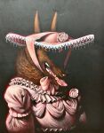 anthro canid canine clothed clothing colored_pencil_(artwork) entitycore female hat headgear headwear hi_res mammal solo tongue tongue_out traditional_media_(artwork)