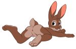  alpha_channel anthro anus backsack balls brown_fur buckteeth compfive cub erection fur lagomorph looking_back lying male mammal nude on_front penis perineum rabbit simple_background smile solo teeth transparent_background young 