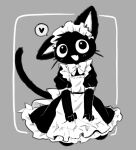 &lt;3 2023 anthro apron big_eyes biped black_body black_clothing black_dress black_ears black_eyes black_fur black_tail bow_(feature) bow_accessory bow_ribbon clothed clothing cute_fangs digital_media_(artwork) domestic_cat dress felid feline felis female female_anthro front_view full-length_portrait fully_clothed fur grey_background greyscale hi_res kemono long_tail looking_at_viewer maid_apron maid_cat_(non_nya_nya) maid_headdress maid_uniform mammal monochrome monotone_body monotone_fur monotone_tail multicolored_ears neck_bow non_nya_nya one_ear_up open_mouth open_smile portrait shaded simple_background sitting smile solo speech_bubble tail two_tone_ears uniform whiskers white_apron white_bow white_inner_ear white_ribbon