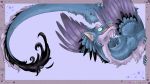  blue_eyes blue_feathers dragon feathered_dragon feathers kogotsuchidark looking_at_viewer scales solo tongue wings 