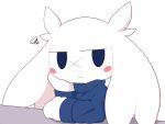 2023 anthro big_ears cave_story clothed clothing female fur hand_on_cheek hi_res kaimon15 lagomorph looking_at_viewer mammal mimiga scar simple_background solo sue_sakamoto sweater topwear unimpressed white_background white_body white_fur