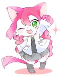  cat cat_busters furry green_eyes long_hair mizuiroribbon open_mouth pink_hair 