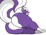 2022 absurd_res big_butt blue_eyes butt butt_focus colored female fluffy fluffy_tail food fur hair half-closed_eyes hi_res huge_butt looking_back mammal mephitid narrowed_eyes nude popsicle remmyfox shaded simple_background skunk solo tail thick_thighs tongue tongue_out wide_hips