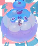 2023 abittoasty air_inflation air_puff anthro aroused azule_(abittoasty) balloon belly blush body_inflation breast_expansion breasts bubble candid canid canine canis chubby_female close_to_bursting domestic_dog expansion female floating_hands hi_res hose_in_mouth hose_inflation huge_belly hyper_inflation imminent_popping inflatable inflation inflation_fetish mammal moobs overinflated pump solo