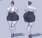 absurd_res areola big_breasts big_butt biped bottomwear breasts butt clothing female hair hi_res humanoid machine mature_female not_furry robot robot_humanoid saidra shadow simple_background skirt solo thick_thighs wide_hips