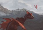  2018 ambiguous_gender day detailed_background digital_media_(artwork) dragon dschunai duo feral outside red_eyes red_scales scales sky spines wyvern 