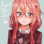  blush bow cantdraw english glasses guilty_crown long_hair pink_hair smile solo third-party_source yuzuriha_inori 