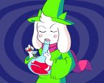  2018 ambiguous_gender anthro bong caprine clothed clothing deltarune drugs fur goat hat mammal meme ralsei scarf simple_background solo unknown_artist video_games 