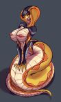 absurd_res big_breasts breasts clothed clothing female fingers hi_res looking_at_viewer pupils saidra scales scalie simple_background skimpy solo tongue tongue_out viper_(x-com) wide_hips x-com yellow_body yellow_scales