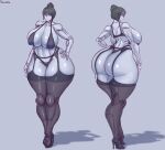 absurd_res big_breasts big_butt biped bra breasts butt clothing female garter_belt garter_straps hair hi_res humanoid machine mature_female not_furry robot robot_humanoid saidra shadow simple_background solo thick_thighs thong underwear wide_hips
