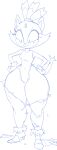 2023 accessory anthro arms_bent big_eyes big_head biped blaze_the_cat blue_and_white blush blush_lines breasts cheek_tuft clothed clothed_anthro clothed_female clothing dbaru digital_drawing_(artwork) digital_media_(artwork) dipstick_tail domestic_cat embarrassed eyebrows eyelashes facial_tuft felid feline felis female female_anthro fingers footwear full-length_portrait fur fur_tuft gem gloves hair_accessory hair_ring hands_on_hips hands_on_own_hips handwear hi_res high_heels huge_thighs legwear leotard long_eyelashes looking_down mammal markings medium_breasts monochrome mouth_closed navel portrait prick_ears ring sega sketch solo sonic_the_hedgehog_(series) standing tail tail_markings thick_thighs thin_eyebrows three-quarter_view torn_clothing torn_legwear tuft wide_hips