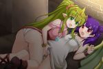  ass blush bracelet chiki commission dragon_wings dress fire_emblem fire_emblem:_monshou_no_nazo fire_emblem:_seima_no_kouseki fire_emblem_heroes green_eyes green_hair jewelry long_hair lying mamkute multi-tied_hair multiple_girls myrrh on_back open_mouth panties pink_dress pointy_ears ponytail purple_hair red_eyes short_dress stone the-sinner tiara twintails underwear white_dress white_panties wings wristband yuri 