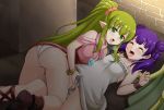  ass blush bracelet chiki closed_eyes commission dragon_wings dress fire_emblem fire_emblem:_monshou_no_nazo fire_emblem:_seima_no_kouseki fire_emblem_heroes green_eyes green_hair jewelry long_hair lying mamkute multi-tied_hair multiple_girls myrrh on_back open_mouth panties pink_dress pointy_ears ponytail purple_hair red_eyes short_dress stone tears the-sinner tiara tongue tongue_out twintails underwear white_dress white_panties wings wristband yuri 