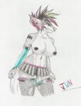 absurd_res anthro female fish hi_res jun_snowy marine nipple_piercing nipples piercing punk shark solo