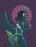  2018 anime anthro clothed clothing dragon eyewear female five_hour_energy flat_chested glasses hair hairclip horn looking_at_viewer newd open_mouth panties pomf scalie sharp_teeth shirt simple_background solo sybyl_(newd) tank_top teeth thick_tail underwear 