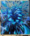  abstract blue_flower blue_theme commentary_request flower highres no_humans oil_painting_(medium) original painting_(medium) photo_(medium) sido_(sido_mrtsnkc) traditional_media 