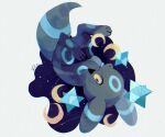  alternate_color animal_focus blue_tongue chibi colored_tongue crescent full_body li04r looking_to_the_side night night_sky no_humans outdoors pokemon pokemon_(creature) shiny_pokemon signature sky solo space star_(symbol) tongue tongue_out umbreon upside-down yellow_eyes 