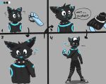 &lt;3 animal_humanoid anthro black_body black_fur blue_body blue_fur blue_markings clothed clothing collar domestic_cat felid felid_humanoid feline feline_humanoid felis fur humanoid male mammal mammal_humanoid markings partially_clothed solo solo_focus unknown1070 unknown1070_(unknown1070)