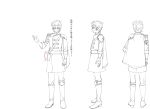  arm_strap armor bangs boots capelet character_sheet coat epaulettes fingerless_gloves from_behind full_body glasses gloves kiseru_(senjuushi) knee_boots knee_pads lineart majiro_(mazurka) male_focus military military_uniform monochrome multiple_views official_art ribbon_bangs senjuushi:_the_thousand_noble_musketeers shoulder_armor smirk spiked_hair standing translation_request transparent_background turnaround uniform 