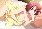  1girl bed breasts cow_girl_(goblin_slayer!) goblin_slayer! large_breasts nude purple_eyes red_hair tagme 