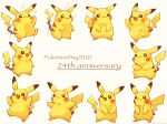  animal_ears colored_skin dot_nose highres misonikomiii multiple_views no_humans pikachu pokemon pokemon_(creature) tail white_background yellow_skin 