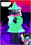  ambiguous_gender blush caprine clothing deltarune goat kris_(deltarune) male mammal ralsei ribbons unknown_artist weapon 