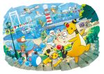  :d aircraft alolan_raichu ampharos azurill bush chespin clothed_pokemon cloud commentary_request day fence finizen fuecoco gholdengo highres hot_air_balloon lighthouse looking_back marill no_humans official_art open_mouth oshawott outdoors palafin pier pikachu pokemon pokemon_(creature) quagsire quaxly sand sandygast scorbunny shellder shore sky smile sprigatito walking water wingull 