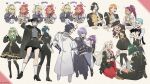  6+boys 6+girls ahoge animal balthus_von_albrecht bernadetta_von_varley black_hair blonde_hair blue_hair boots bracelet braid braided_ponytail breasts brown_hair byleth_(female)_(fire_emblem) byleth_(fire_emblem) byleth_(male)_(fire_emblem) caspar_von_bergliez cat closed_eyes coffee coffee_mug constance_von_nuvelle crossdressing crossed_legs cup dagger dorothea_arnault dress eating edelgard_von_hresvelg english_text ferdinand_von_aegir fire_emblem fire_emblem:_three_houses flayn_(fire_emblem) full_body garreg_mach_monastery_uniform glasses gloves green_hair hair_between_eyes hapi_(fire_emblem) hat headband heart high_heels holding holding_animal hubert_von_vestra jewelry kneehighs knife linhardt_von_hevring long_hair long_sleeves medium_breasts medium_hair miniskirt mug multiple_boys multiple_girls open_mouth orange_hair pantyhose pekoe-ji petra_macneary purple_hair red_hair sheath sheathed short_hair sitting skirt smile socks sword tea teacup teeth thigh_boots tongue trembling twin_braids twitter_username weapon white_hair yuri_leclerc 