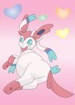 absurd_res bow_ribbon eeveelution female feral generation_6_pokemon hi_res looking_at_viewer lying nintendo pokemon pokemon_(species) pregnant pregnant_female pregnant_feral ribbons solo sylveon xniclord789x