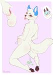 absurd_res animal_genitalia anthro belly bulge canid canine canis egg genitals hi_res mammal oviposition playing sheath sk&ouml;ll sunshiu wolf