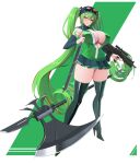  1girl absurdly_long_hair absurdres boots breasts cameltoe center_opening cleavage covered_nipples dual_wielding green_eyes green_footwear green_hair green_panties gun hair_between_eyes halberd hank_miku high_heel_boots high_heels highres holding holding_gun holding_sword holding_weapon huge_breasts long_hair looking_at_viewer madness_combat microskirt multicolored_hair panties polearm red_hair simple_background skirt sleeveless solo streaked_hair striped_clothes striped_panties sword thigh_boots twintails two-tone_hair two-tone_panties ultra-13 underwear very_long_hair weapon white_background white_panties zettai_ryouiki 