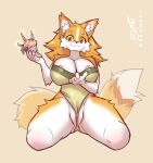 anthro big_breasts biped breasts candle canid canine countershade_face countershade_fur countershading cupcake dipstick_tail dragonfu female fingers food fox fur genitals hi_res inner_ear_fluff mammal markings pussy smile solo tail tail_markings tuft