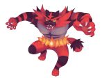  2018 anthro black_fur claws digital_media_(artwork) feline fur hi_res incineroar lowerkuo mammal nintendo pok&eacute;mon pok&eacute;mon_(species) red_fur simple_background teeth video_games 