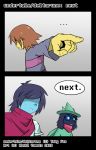  anthro caprine clothed clothing deltarune digital_media_(artwork) digital_painting_(artwork) eyewear glasses goat hair hat human kris_(deltarune) male mammal protagonist_(undertale) ralsei raxkiyamato undertale video_games 