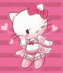  cat chtkghk clothing feline fur hello_kitty hello_kitty_(character) lingerie mammal minus8 pink_background sanrio simple_background white_fur 