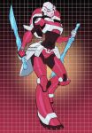  1girl arcee backpack bag blue_eyes breasts curvy helmet highres humanoid_robot kevin_raganit medium_breasts panties pink_lips pink_panties robot robot_girl solo sword transformers transformers_animated underwear weapon 