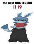 anthro biped black_sclera blue_body blue_eyes clothed clothing eeveelution english_text female generation_4_pokemon glaceon hi_res navel nintendo pokemon pokemon_(species) simple_background solo svkhaiminh tail text white_background