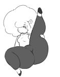  anthro big_butt bluebell blush breasts butt caprine clothed clothing digitalpelican female footwear hair huge_butt huge_thighs legwear mammal monochrome one_leg_up sheep shirt shoes simple_background sketch small_breasts smile solo stretching thick_thighs tights 