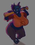  anthro baseball_bat big_breasts boots breasts clothed clothing diadorin feline female footwear mae_(nitw) mammal night_in_the_woods notched_ear open_mouth overweight overweight_female smile solo standing 