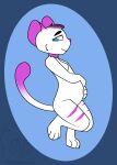 absurd_res anthro blue_eyes breasts collar domestic_cat felid feline felis female hair hi_res mammal nude pink_hair pregnant sleepysheepy17 solo tail trans_(lore) trans_woman_(lore) white_hair