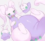  absurdres closed_eyes dragon erumeruta goodra goomy highres large_tail lying no_humans on_back plump pokemon pokemon_(creature) scales simple_background smile tail white_background 